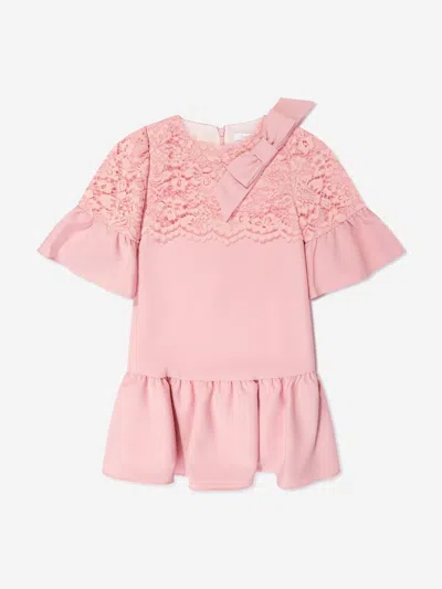 Patachou Babies'  Girls Crepe And Lace Dress In Pink