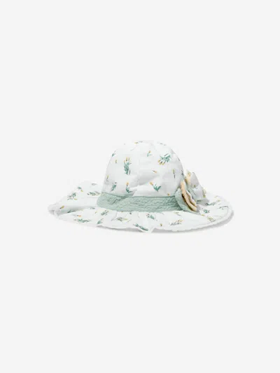 Patachou Kids' Cotton Floral Print Hat In White