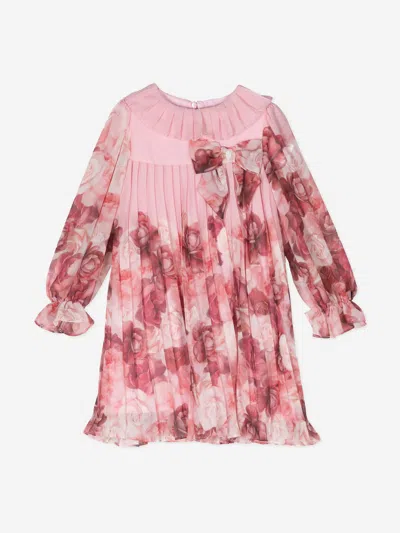 Patachou Babies'  Girls Floral Chiffon Dress In Pink