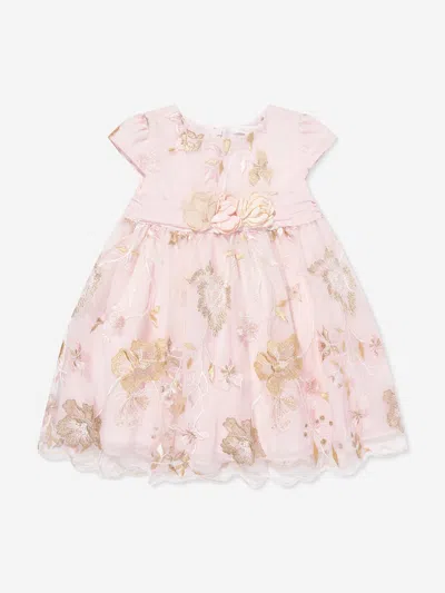 Patachou Babies' Floral-embroidered Tulle Dress In Pink