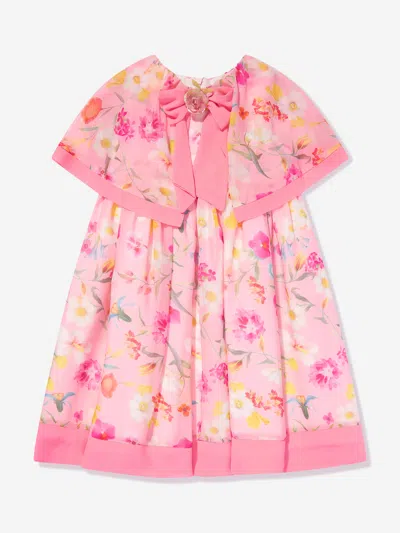 Patachou Kids' Bow-detail Floral-print Dress In Pink