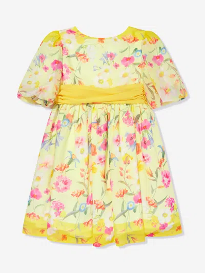 Patachou Kids' Floral-print Cotton Dress In Yellow