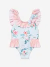 Patachou Floral-print Ruffle Swimsuit In Multicoloured