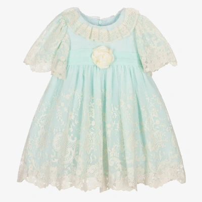 Patachou Babies' Girls Green Embroidered Tulle Dress