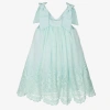 PATACHOU GIRLS GREEN EMBROIDERED TULLE DRESS