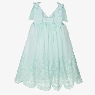 Patachou Kids' Girls Green Embroidered Tulle Dress