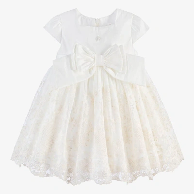 Patachou Babies' Girls Ivory Satin & Lace Dress