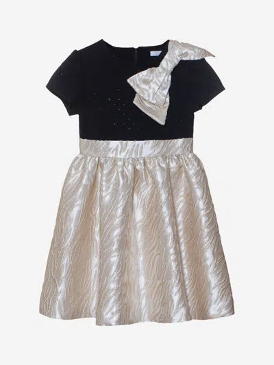 Patachou Babies'  Girls Jaquard Bow Party Dress In Gold