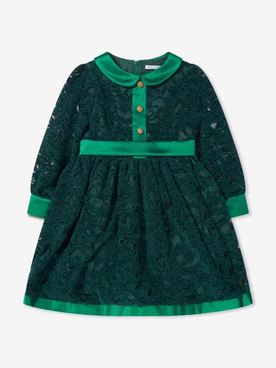 Patachou Kids' Girls Lace Long Sleeve Dress 12 Yrs Green