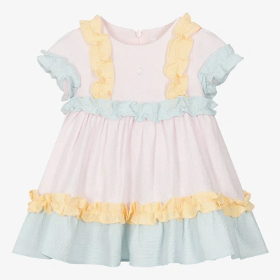 Patachou Babies' Girls Pastel Pink & Blue Cotton Seersucker Dress