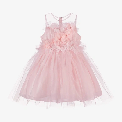 Patachou Kids' Girls Pink Ruffled Tulle Flower Dress