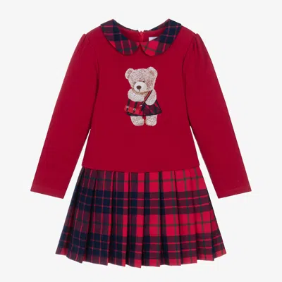 Patachou Kids' Girls Red Bear Tartan Dress