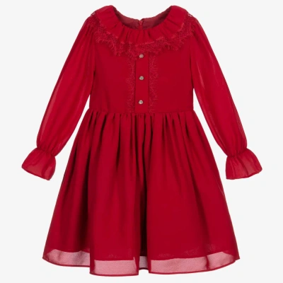 Patachou Babies' Girls Red Chiffon & Lace Trim Dress