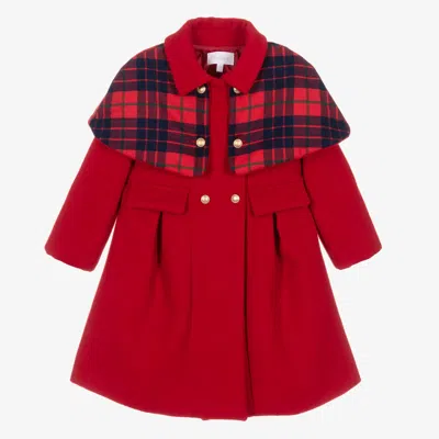 Patachou Kids' Girls Red Felted Cape Coat