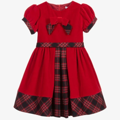Patachou Babies' Girls Red Velvet Tartan Dress