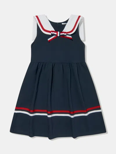 Patachou Kids' Girls Navy Blue Cotton Sailor Dress