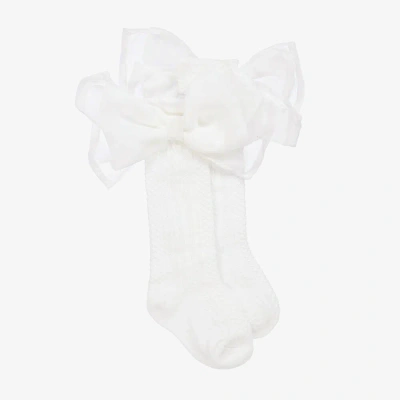 Patachou Babies' Girls White Bow Socks