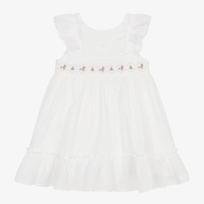 Patachou Kids' Girls White Cotton Embroidered Dress