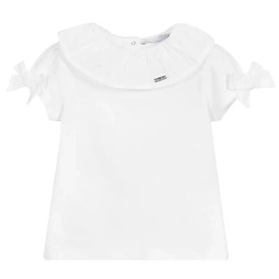 Patachou Babies' Girls White Jersey Ruffle T-shirt