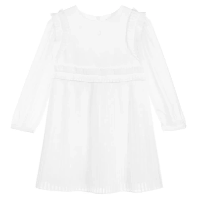 Patachou Babies' Girls White Pleated Chiffon Dress