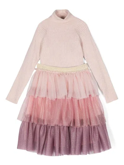 Patachou Kids' Glitter Skirt Set In Pink