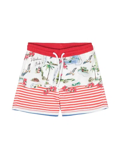 Patachou Kids' Graphic-print Swim Shorts In Red