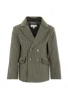 Patachou Gray Jacket For Boy With Velvet Details In Green