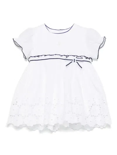 Patachou Babies' Guipure-lace Dress In 白色