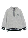 Patachou Half-zip Embroidered Sweatshirt In Gray