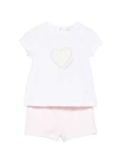 Patachou Babies' Heart-embellished Tracksuit In White