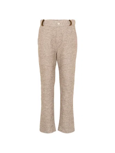 Patachou Kids' Herringbone-pattern Cotton Trousers In Neutral
