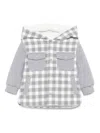 Patachou Hooded Check-pattern Padded Jacket In Gray