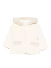 Patachou Hooded Pocketed Faux-fur Coat In Neutral