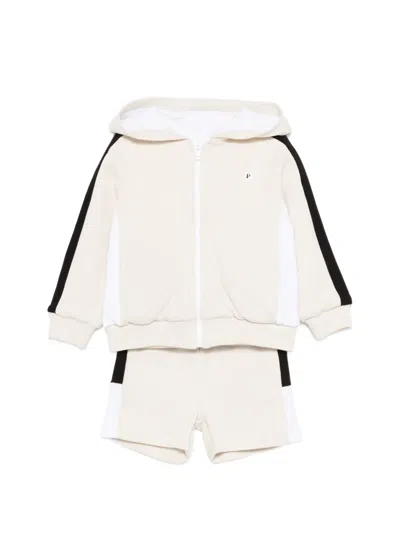 Patachou Babies' Hooded Stripe Detail Tracksuit In Neutral