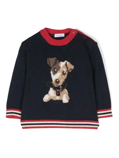 Patachou Babies' Intarsia-knit Detail Sweater In Blue