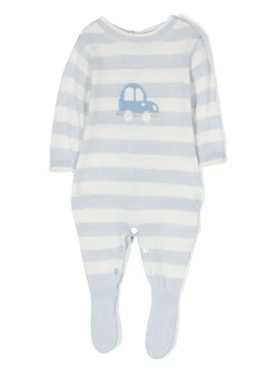 Patachou Babies' Intarsia-knit Striped Pajamas In Blue