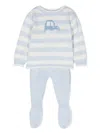 Patachou Intarsia-knit Striped Trouser Set In Blue