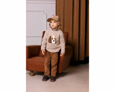 Patachou Kid's Dog Sweater In Beige In Multi