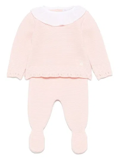 Patachou Babies' Knitted Trousers Set In Pink