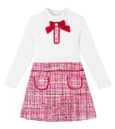 Patachou Kids' Knitted Tweed Dress In Multi