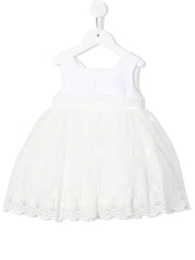 Patachou Kids' Lace Appliqué A-line Dress In White