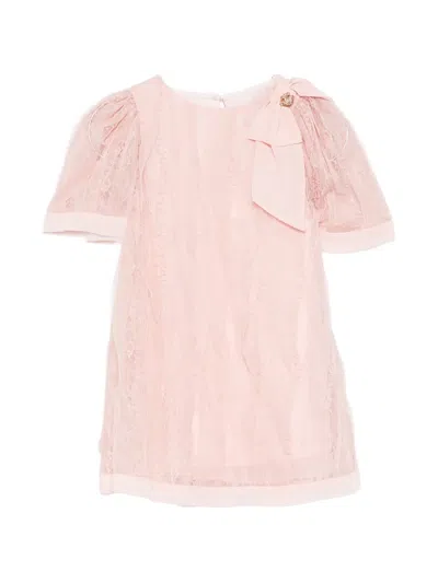 Patachou Kids' Lace Bow-detail Dress In Pink