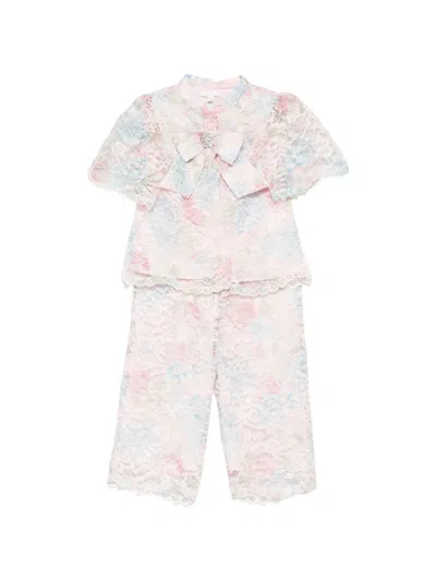 Patachou Kids' Lace Bow-embellishment Trousers Set (set Of Two) In Pink