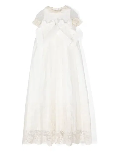 Patachou Babies' Lace-detail Flared Dress In White