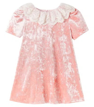 Patachou Kids' Lace-trimmed Tie-dye Dress In Gray