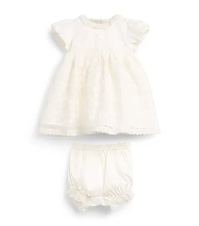 Patachou Kids'  Lace-trim Dress And Bloomers Set In Neutral
