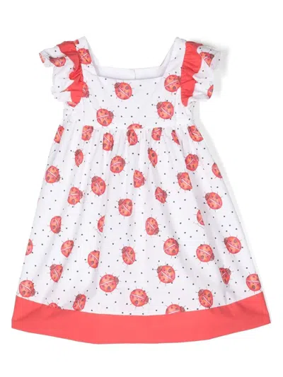 Patachou Kids' Graphic-print Short-sleeved Dress In White
