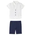 Patachou Linen And Cotton Shirt And Pants Set In Multicoloured