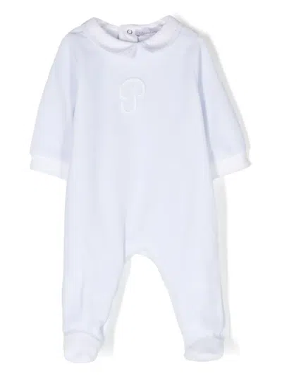 Patachou Babies' Logo-embossed Cotton Blend Pajamas In Blue