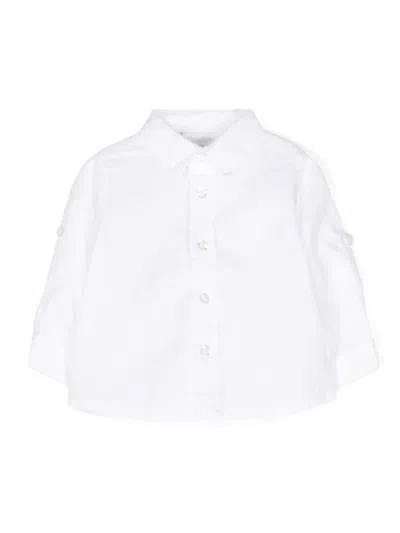 Patachou Babies' Logo-embroidered Linen-blend Shirt In 白色